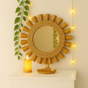 Golden Glow Kit – Aesthetic Corner Decor with Mirror & Light